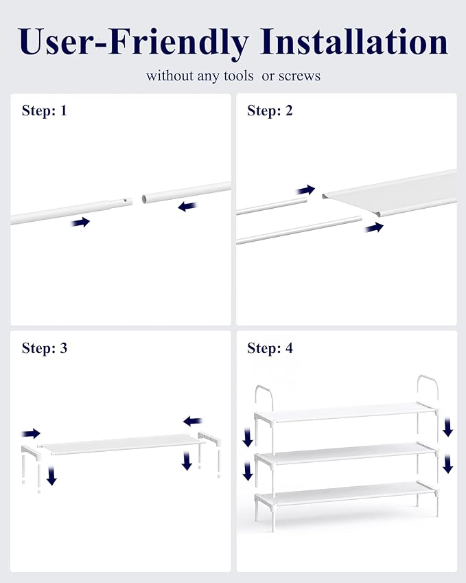 Kitsure Extra-Long Shoe Rack for Closet, Shoe Organizer for Front Door Entrance, Stackable Shoe Shelf, Detachable Closet Organizers and Storage, 39.0" Wide - 3 Tier, White