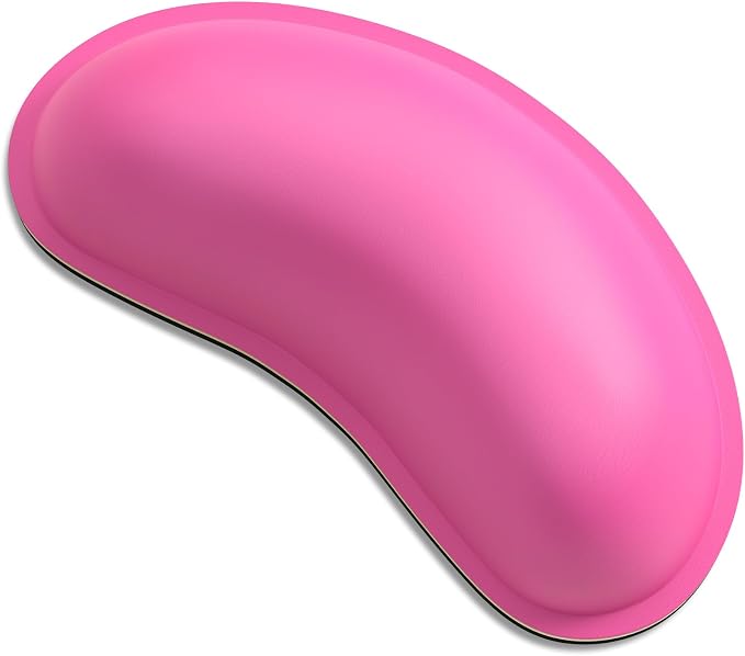 Dapesuom Mouse Wrist Rest, Ergonomic Memory Foam Mouse Wrist for Computer Desk Mats Support, PU Leather Hand Rest Pad Cushion for Gaming, Laptop, Men, Women, Pain Relief & Easy Typing, Hot Pink