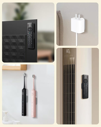 4 Pack Strong Magnetic Remote Control Holder, Self-Adhesive Silicone Remote Holder Wall Mount for TV, Fan, Air Conditioner Remote Control (Black+White)