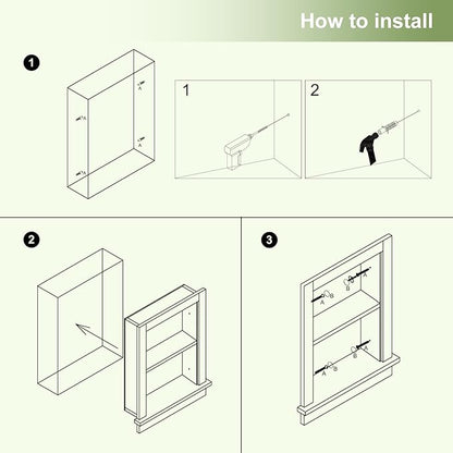 Recessed Medicine Cabinet,14x18 Bathroom Cabinet with Storage,Strong MDF in Wall Shower Niche,Bathroom Niche for Shower Wall for Home,Wall Niches Insert for Drywall,White Marble