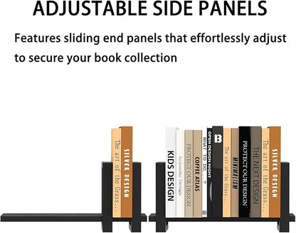 Adjustable Desktop Bookshelf Wooden Desk Book Holder Organizer Tabletop Bookshelf Mini Book Shelf Magazine Files Letters Storage Racks for Home Office Supplies, Great for Small Space, Black