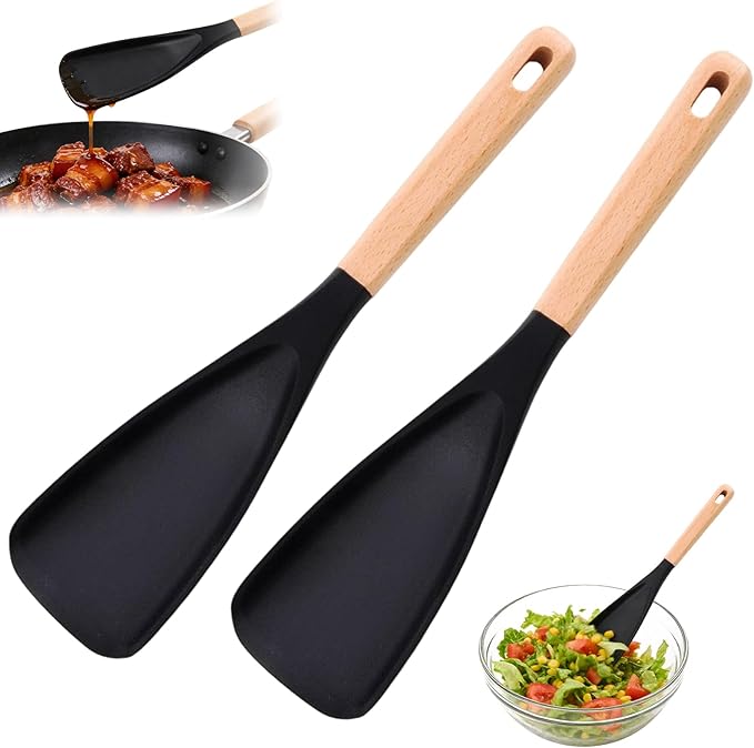 Cedar and Ash Spoon, Cedar and Ash Spoonula, Multifunction Spatula Cooking Spoon, 3 in 1 Spatula Spoons Silicone for Stirring, Scooping & Serving (2 PCS)