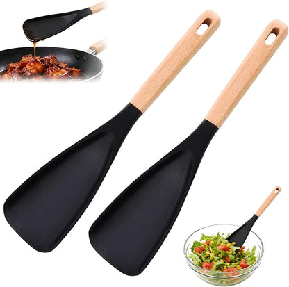 Cedar and Ash Spoon, Cedar and Ash Spoonula, Multifunction Spatula Cooking Spoon, 3 in 1 Spatula Spoons Silicone for Stirring, Scooping & Serving (2 PCS)