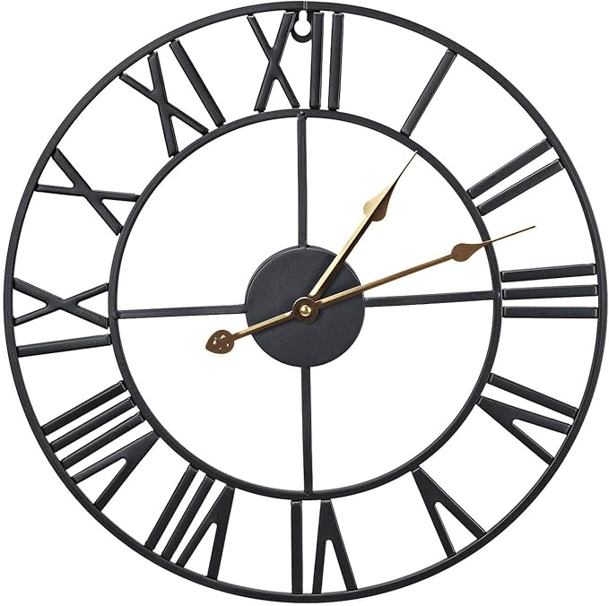 Sorbus Large Wall Clock for Living Room Decor - 16 inch Big Wall Clock Decorative - Battery Operated - Roman Numeral Analog Large Clock for Bedroom, Room, Home, Kitchen, Office, Wall Decor (Black)