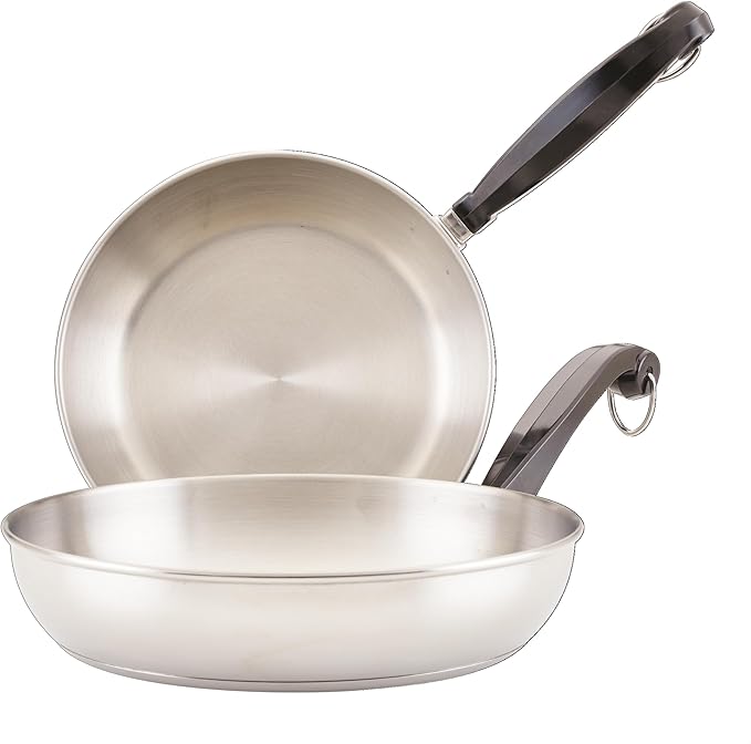 Farberware Classic Series Stainless Steel Frying Pan Set, 8.25-Inch and 10-Inch Skillets