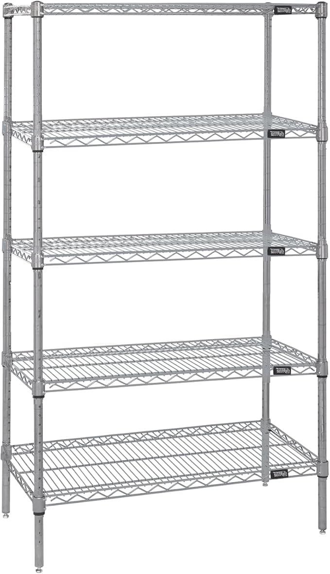 Quantum Storage Systems WR86-3636S-5 Starter Kit Wire Shelves Stainless Steel 5 Shelves 86" H x 36" W x 36" D