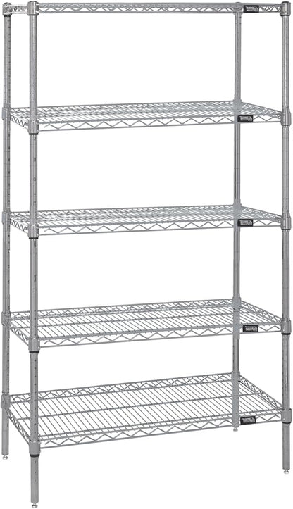 Quantum Storage Systems WR86-3636S-5 Starter Kit Wire Shelves Stainless Steel 5 Shelves 86" H x 36" W x 36" D