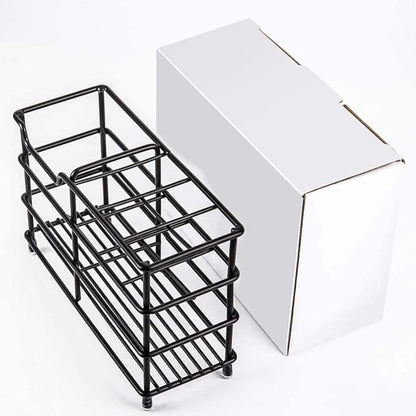 Stainless Steel Toothbrush and Toothpaste Holder for Bathroom – 7-Slot Black Organizer, Space-Saving Hygienic Storage with Modern Design for Countertop