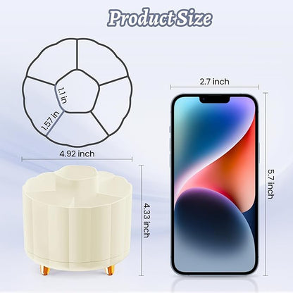 360 Degree Rotating Pen Holder for Desk, 6 Slots Desktop Organizer Caddy for Pens, Pencils, Markers, Multi-Functional Pencil Cup & Office Supplies Holder, Beige