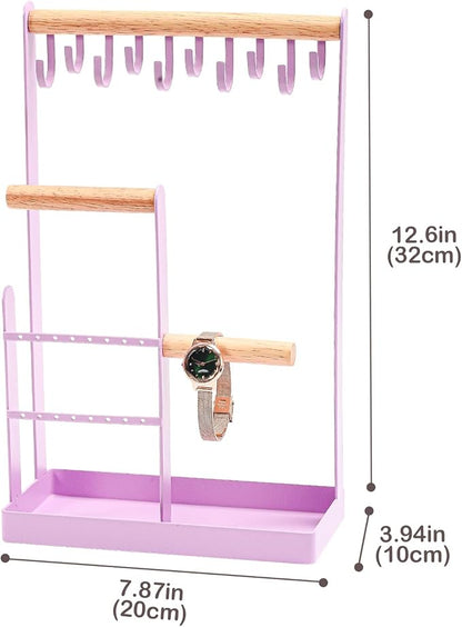 ProCase Cute Jewelry Stand, Aesthetic Jewelry Organizer for Dresser Vanity, Jewelry Holder Display for Necklaces Earrings, Gifts for Teen Girls Women, Bedroom Dorm Decor -Medium, Purple