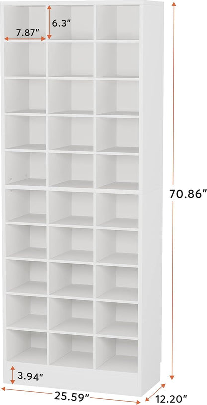 Tribesigns 10-Tier Shoe Storage Cabinet, White Wooden Shoe Rack with 30 Cubbies, Freestanding Tall Entryway Shoe Organizer for Closet, Entryway, Living Room