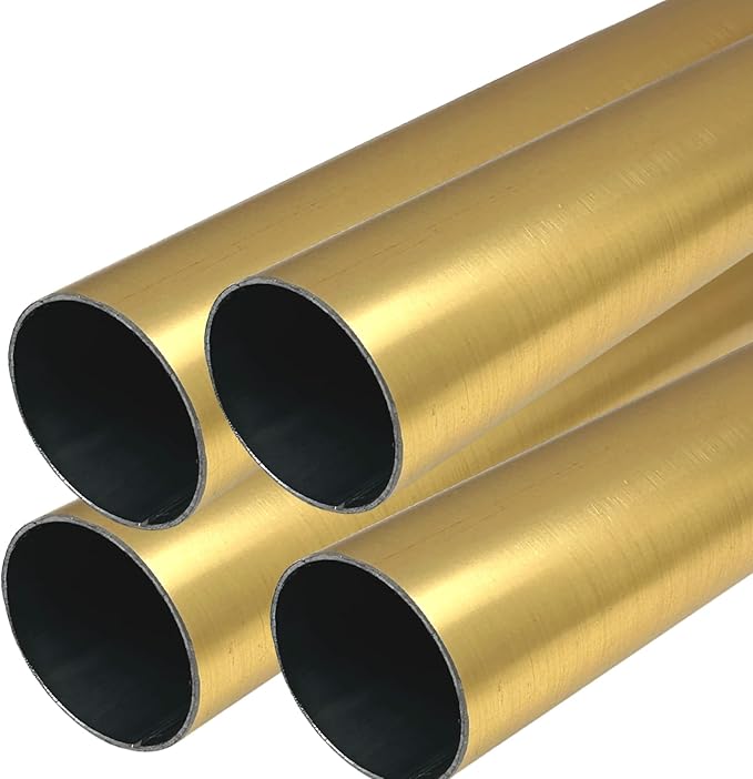 94" HEAVY DUTY Round Closet Rod | 32mm Diameter | Satin Brass Clothes Pole | 4 Pack