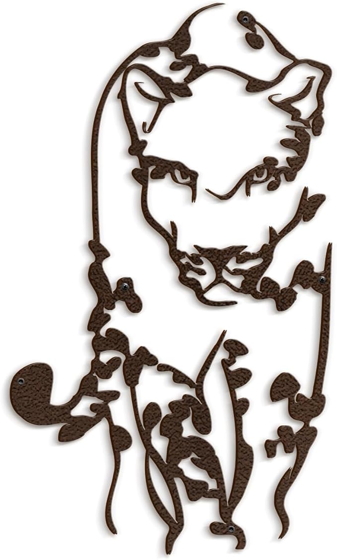 SIGNLEADER Metal Wall Art Decor Leopard Minimalist Modern Abstract Wall Sculpture Hangings Home Decoration for Living Room, Bedroom, Bathroom, Kitchen, Outdoor - 18" Bronze