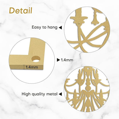 SIGNLEADER Metal Wall Decor Chandelier with CandlesMinimalist Modern Abstract Wall Sculpture Hangings Home Decoration for Living Room, Bedroom, Bathroom, Kitchen, Outdoor - 36" Gold