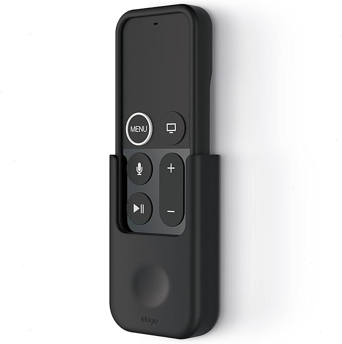 elago Universal Remote Holder Mount Compatible with Apple TV Remote and All Other Remote Controls - Adhesive Tape or Screw Mounting Options, Available Wired Charging [Small] [1st Gen] [Black]