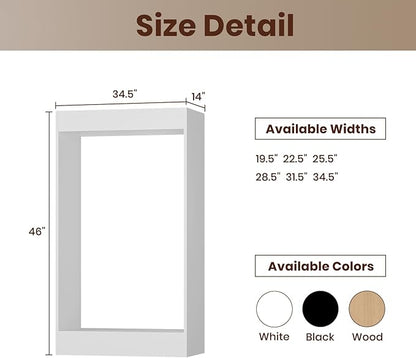 ROOMTEC 34.5" Double Hanging Closet Unit, Modular Closet System with Hanging Rod, Wardrobe Organizer for Bedroom or Walk-in Closet, Wall Mounted, Customizable Clothes Storage Unit, White