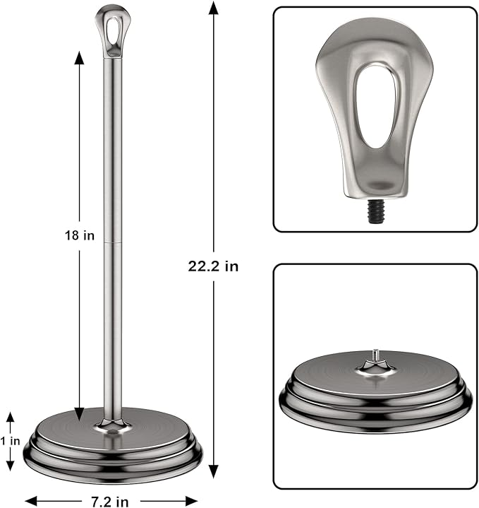 KASUNTO Toilet Paper Holder with Rustproof, Metal Free Standing Toilet Paper Stand Storage for Bathroom, Tissue Paper Roll Holder for Bathroom Accessories (Brushed Nickel)