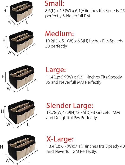 LEXSION Felt Insert Bag Organizer Bag In Bag For Handbag Purse Organizer Fits Speedy Neverful