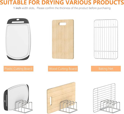 KORRTFID Cutting Board Organizer Stand Holder,304 Stainless Steel Chopping Board Holder,Pot Pan Lid Holder Rack kitchen Shelf Bakeware,Cookie Sheets Organizer (1.0 Inch Width Slots)