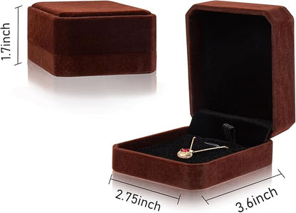 Lamoutor 8Pcs Velvet Necklace Pendant Gift Box Jewelry Gift Box (Coffee Color)