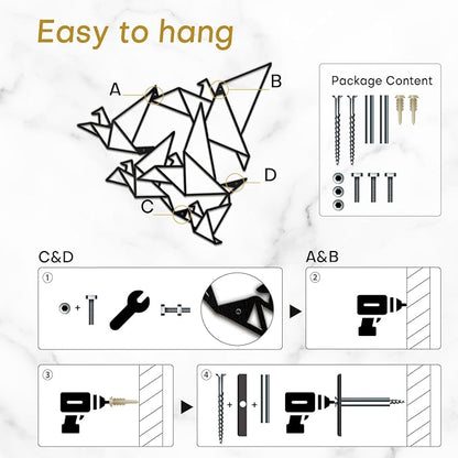SIGNLEADER Metal Wall Art Decor Flocks of Flying Birds Modern Abstract Wall Sculpture Hangings Home Decoration for Living Room, Bedroom, Bathroom, Kitchen, Outdoor - 12" Black