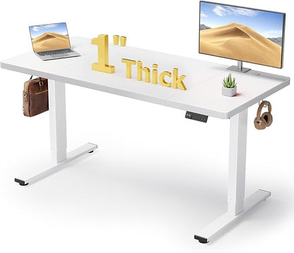 SIAGO Electric Standing Desk Adjustable - 60x28 Inch Sit Stand Desk with 1 Inch Thick Tabletop, Double Beam Frame, 3 Memory Height Adjustment, Cable Management for Home Office