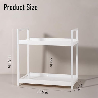 Anyoifax Bathroom Counter Organizer 2 Tier Vanity Storage Countertop Shelf Makeup Organizer Perfume Tray Skincare Holder for Sink, Dresser, Kitchen, Small White