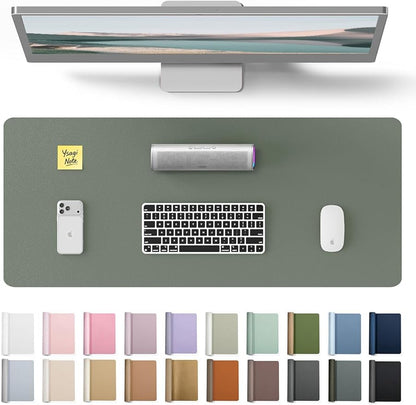 YSAGi Leather Desk Pad Protector, Office Desk Mat, Large Mouse Pad, Non-Slip PU Leather Desk Blotter, Laptop Desk Pad, Waterproof Desk Writing Pad for Home (23.6" x 13.8", Dark Green)