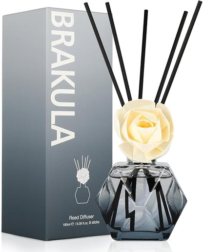 Brakula Reed Diffuser Set, 6.09 fl oz (180 ml)-Lavender Vanilla with 8 Reed Sticks, Home Fragrance Reed Diffuser for Bathroom Shelf Decor