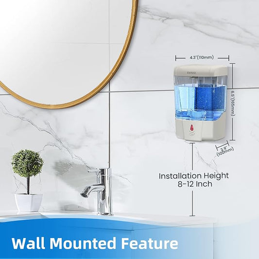 SVAVO Automatic Hand Soap Dispenser, 21 fl.oz/600ml Touchless Soap Dispenser Wall Mounted, Touch-Free Liquid soap Dispenser Sensor Soap Dispenser for Kitchen Hotel Restaurant Bathroom
