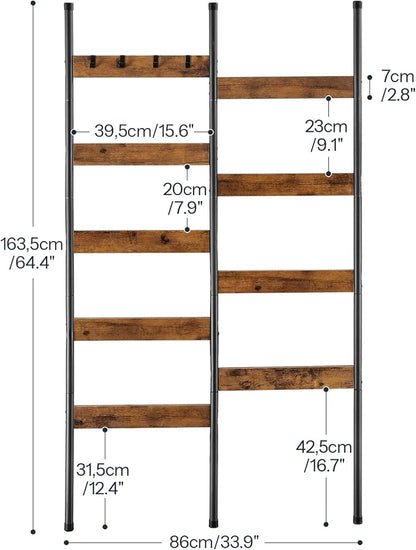 HOOBRO Blanket Ladder, Towel Rack with Hooks, Wall-Leaning Blanket Rack, Decorative Display Ladder Shelf, BF52CJ01-BF17CJ01