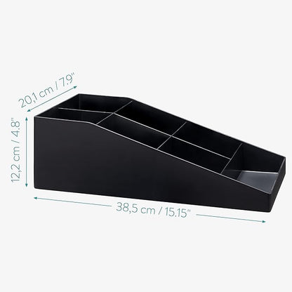 Navaris Coffee Station Organizer - 7 Compartment Coffee Bar for Sugar, Creamer, Cup, Tea - Office & Kitchen Countertop Organization