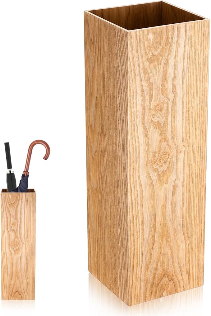 DOITOOL Wooden Umbrella Holder Bucket Entryway Umbrella Storage Holder for Home Office and Hotel Doorways Indoor Stand 19.68 X 6.29 X 6.29 in Open Design for Quick Drying