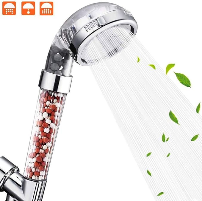 Nosame Shower Head, Filter Filtration High Pressure Water Saving 3 Mode Function Spray Handheld Showerheads for Dry Skin & Hair