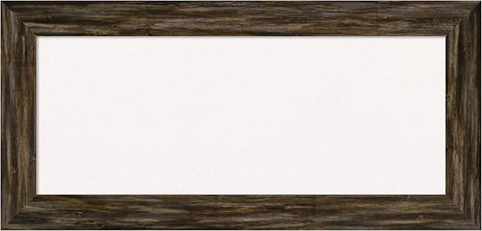 Amanti Art White Cork Board for Wall, 17x35 Vision Board with Brown Wood Frame, Medium Corkboard Office Decor for Home Organization, Country Rustic Corkboard Pinboard to Display Items for Home