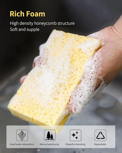 Cellulose Sponges,Heavy Duty Scrub Kitchen Sponge,Clean Tough Messes Without Scratching Sponges Kitchen Blue(6 Pack)