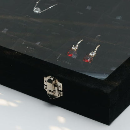 Jewelry Box Necklace Organizer Tray, Black Necklace Display Case Storage Jewelry Necklaces Display Stand 24 Slot Pendant Holder for Women