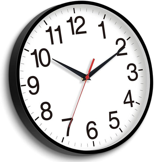 Rohioue 18 Inch Wall Clock, Modern Battery Operated Wall Clocks, Silent Non Ticking Large Analog Clock for Living Room, Office, Home, Bedroom, Kitchen, Bathroom(Black)