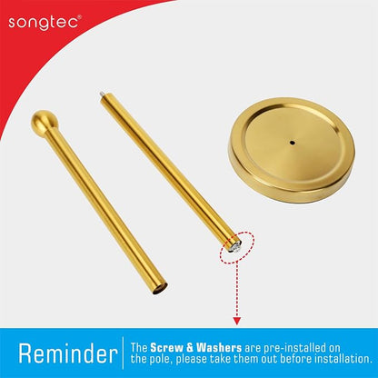 Songtec Gold Toilet Paper Holder Stand with Reserve, Floor Standing Tisse Roll Holder for 4 Rolls, Compact Design Bathroom Toilet Paper Storage - Gold