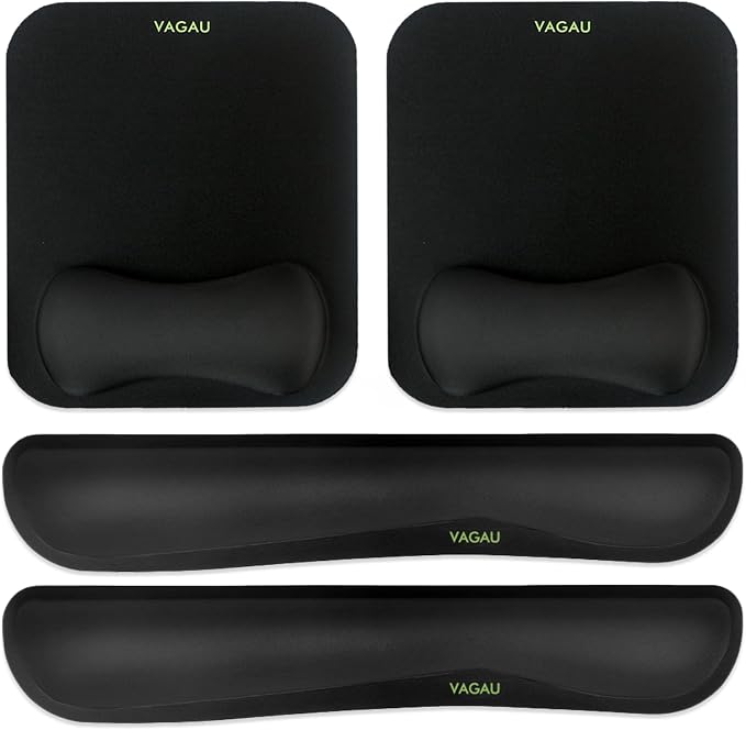 VAGAU Premium Keyboard Wrist Rest and Mouse Pad Wrist Support, Ergonomic Memory Foam Set for Office, Laptop, Mac, Computer and Gaming, Comfortable Typing &Wrist Pain Relief (2 Pack)