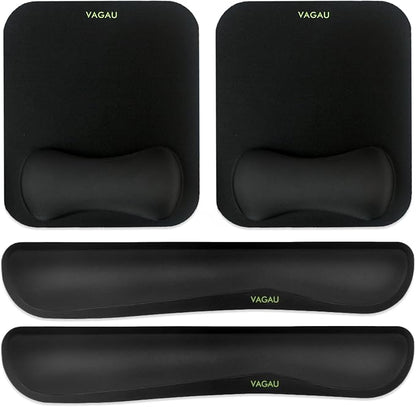 VAGAU Premium Keyboard Wrist Rest and Mouse Pad Wrist Support, Ergonomic Memory Foam Set for Office, Laptop, Mac, Computer and Gaming, Comfortable Typing &Wrist Pain Relief (2 Pack)