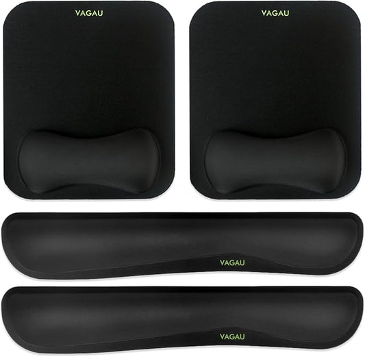 VAGAU Premium Keyboard Wrist Rest and Mouse Pad Wrist Support, Ergonomic Memory Foam Set for Office, Laptop, Mac, Computer and Gaming, Comfortable Typing &Wrist Pain Relief (2 Pack)