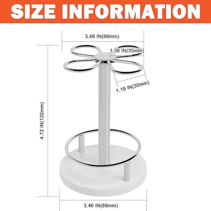 Toothbrush Holder Stand for Bathroom, Metal Toothbrush Organizer with Marble Base, Toothbrush Storage Collection for Family, Suitable for Home Hotel Countertop Vanity (Small, Chrome Finish)