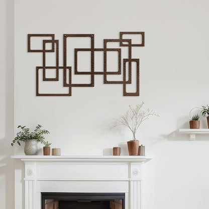 SIGNLEADER Metal Wall Decor Geometric Rectangular Minimalist Modern Abstract Wall Sculpture Hangings Home Decoration for Living Room, Bedroom, Bathroom, Kitchen, Outdoor - 36" Bronze