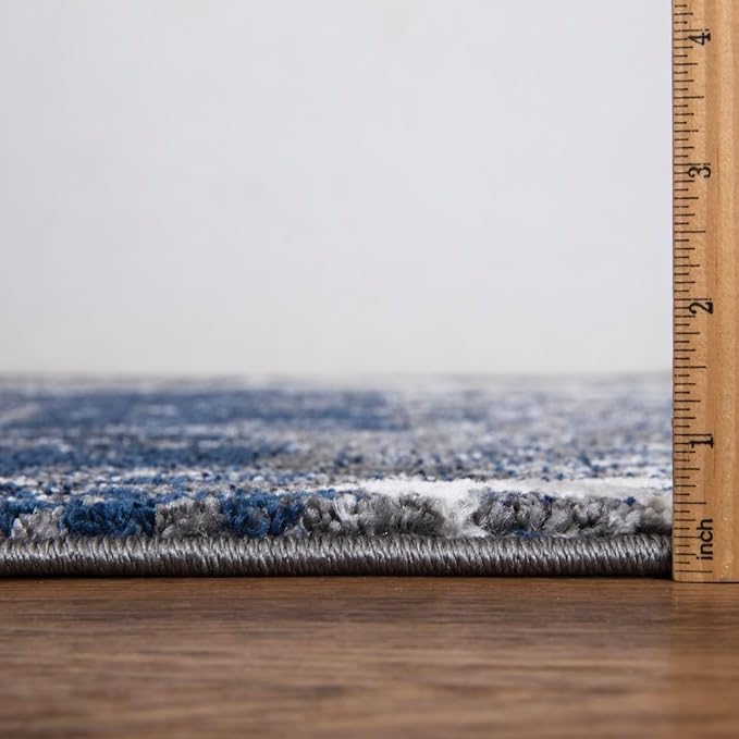 Keen Home Design Area Rugs - 10x14 Non-Shedding, Abstract Rugs for Kitchen, Living Room, Bedroom, Dining Room, Entryway - Size: 9'10" x 14', Navy/Grey/White