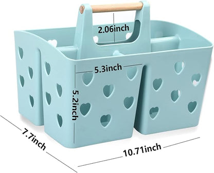 Anyoifax Portable Shower Caddy Plastic Shower Basket Organizer Divided Bathroom Caddy Storage Cleanning Caddy Tote with Handle for College, Dorm Room, Kitchen, Blue