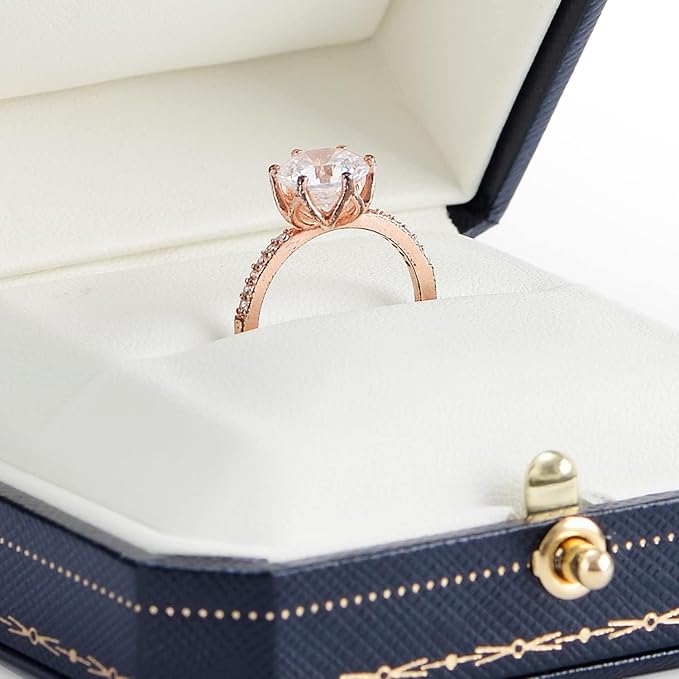 Oirlv Engagement Wedding Ring Box for Proposal Octagonal Ring Bearer Box
