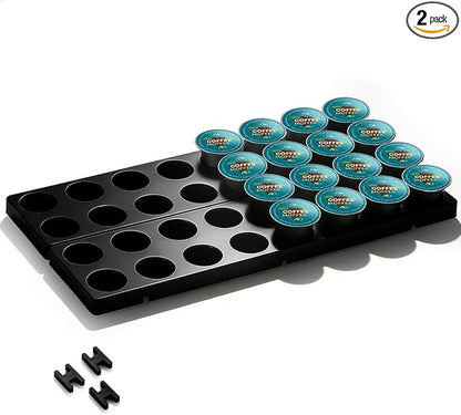 Berglander Coffee Capsule Holder for Drawer, 32 Pods Coffee Pod Storage Organizer for Kitchen Drawer Holders for Nespresso Originalline, Black Plastic Kitchen Organizer
