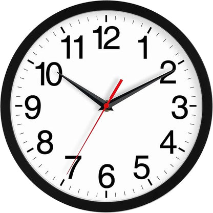 Rohioue 14 Inch Wall Clock Modern Battery Operated Silent Non Ticking Large Analog Clock for Living Room Office Home Bedroom Kitchen Bathroom(Black)