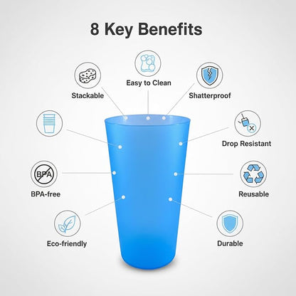 AOYITE Large Plastic Cups Reusable - 32 oz Big Drinking Cups set of 8 - BPA Free Dishwasher Safe Water Tumblers - Unbreakable Drink Cup for Kids Kitchen Outdoor